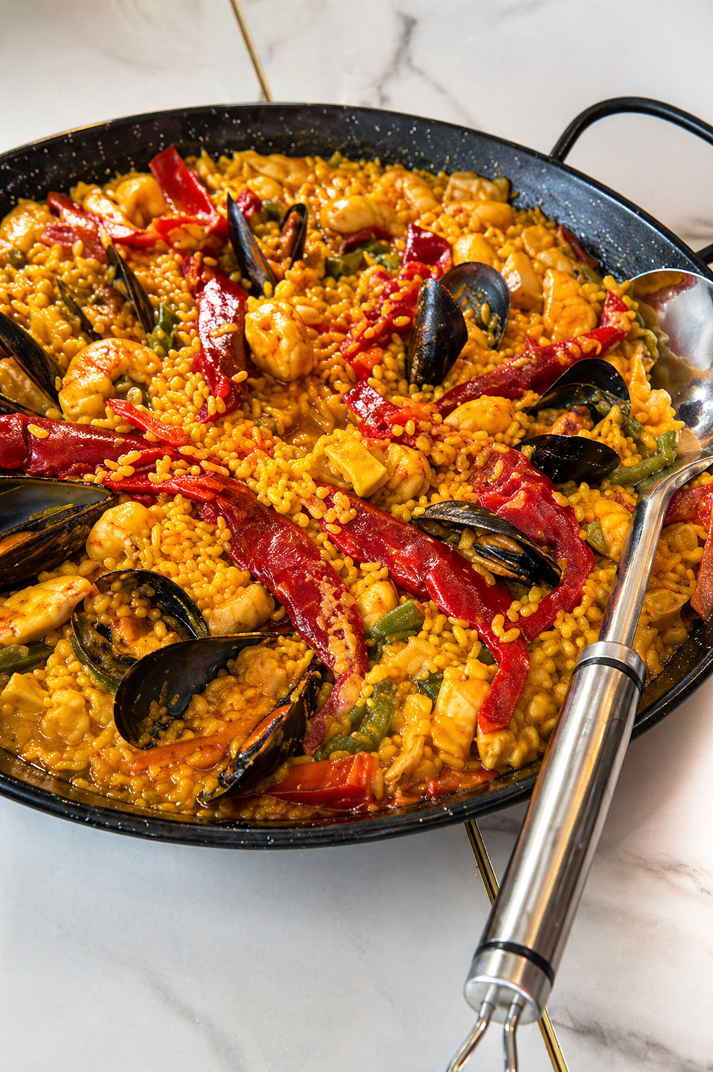 Paella de marisco en El Rincón del Norte, Valdemoro