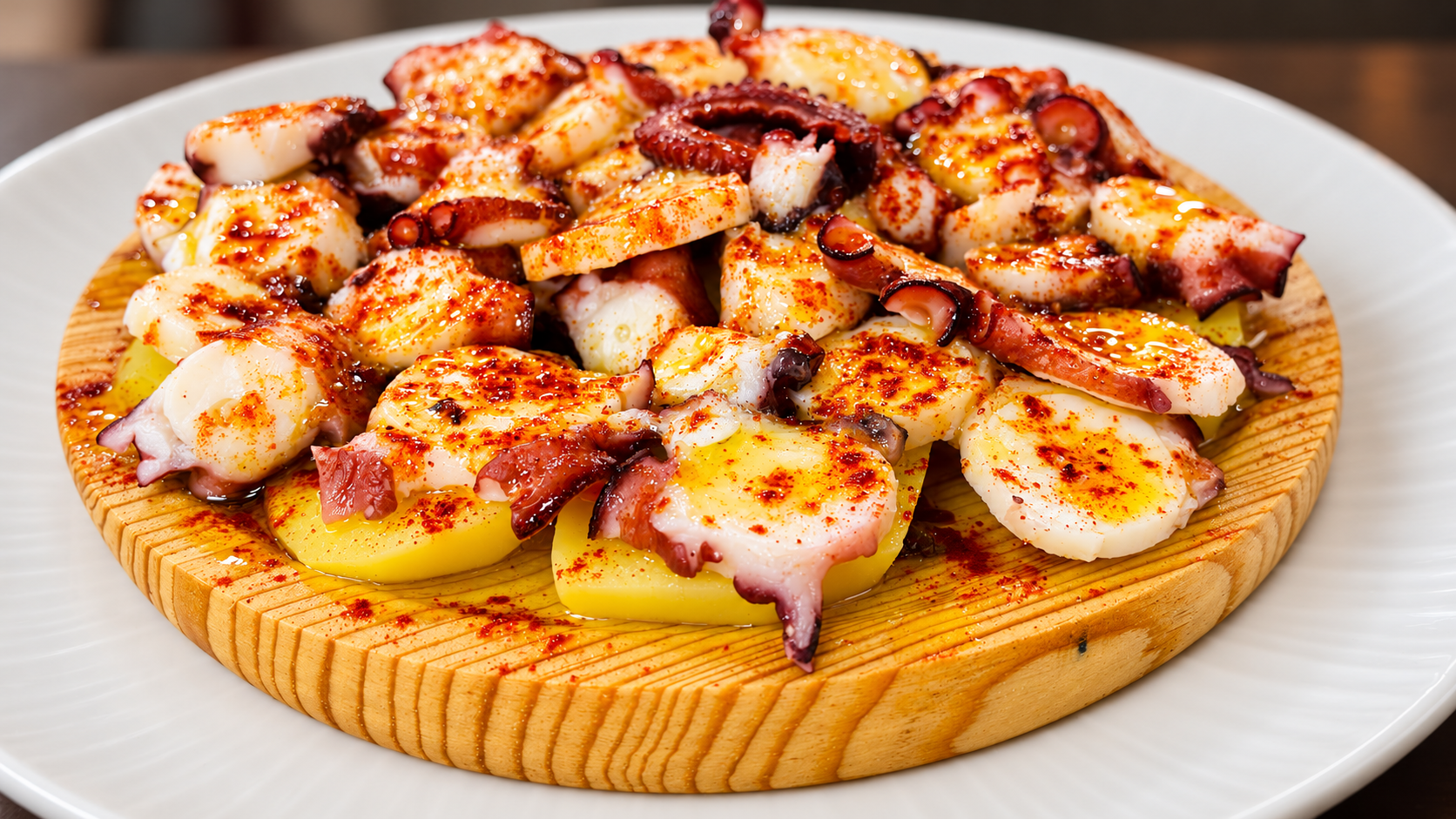 Pulpo a la gallega con patatas y pimentón Pulpo a la gallega con patatas y pimentón en El Rincón del Norte, Valdemoro